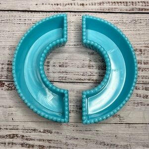 Portieux Blue Opaline Glass Center Piece Two Piece Circle Set Blue Milk Glass